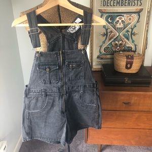 Vintage 90’s Black Denim Shortall Overall